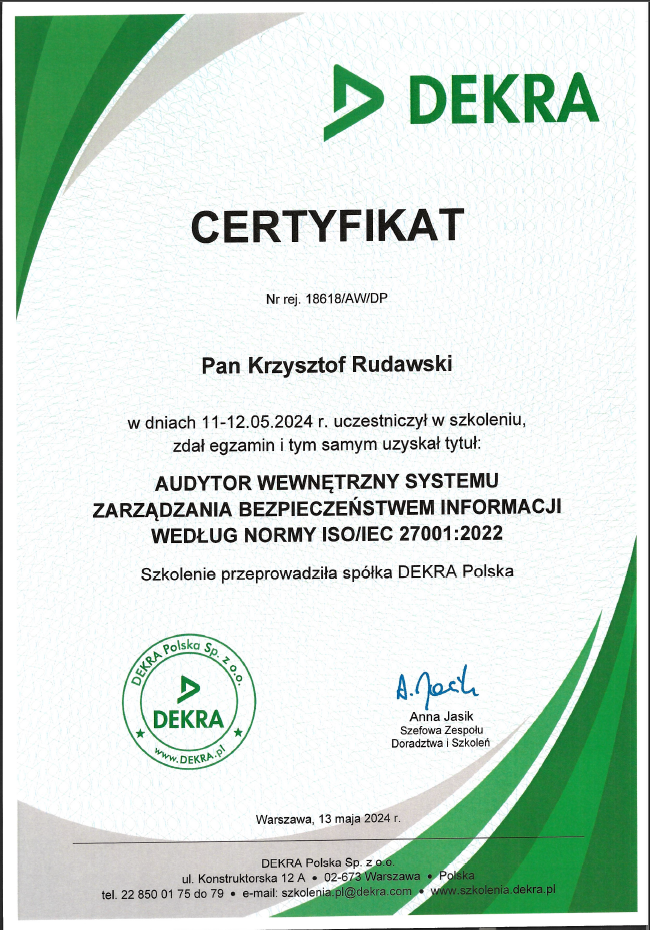 Certificate - Auditor